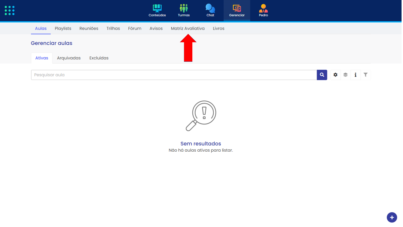 Acessar Gerenciar Matriz Avaliativa
