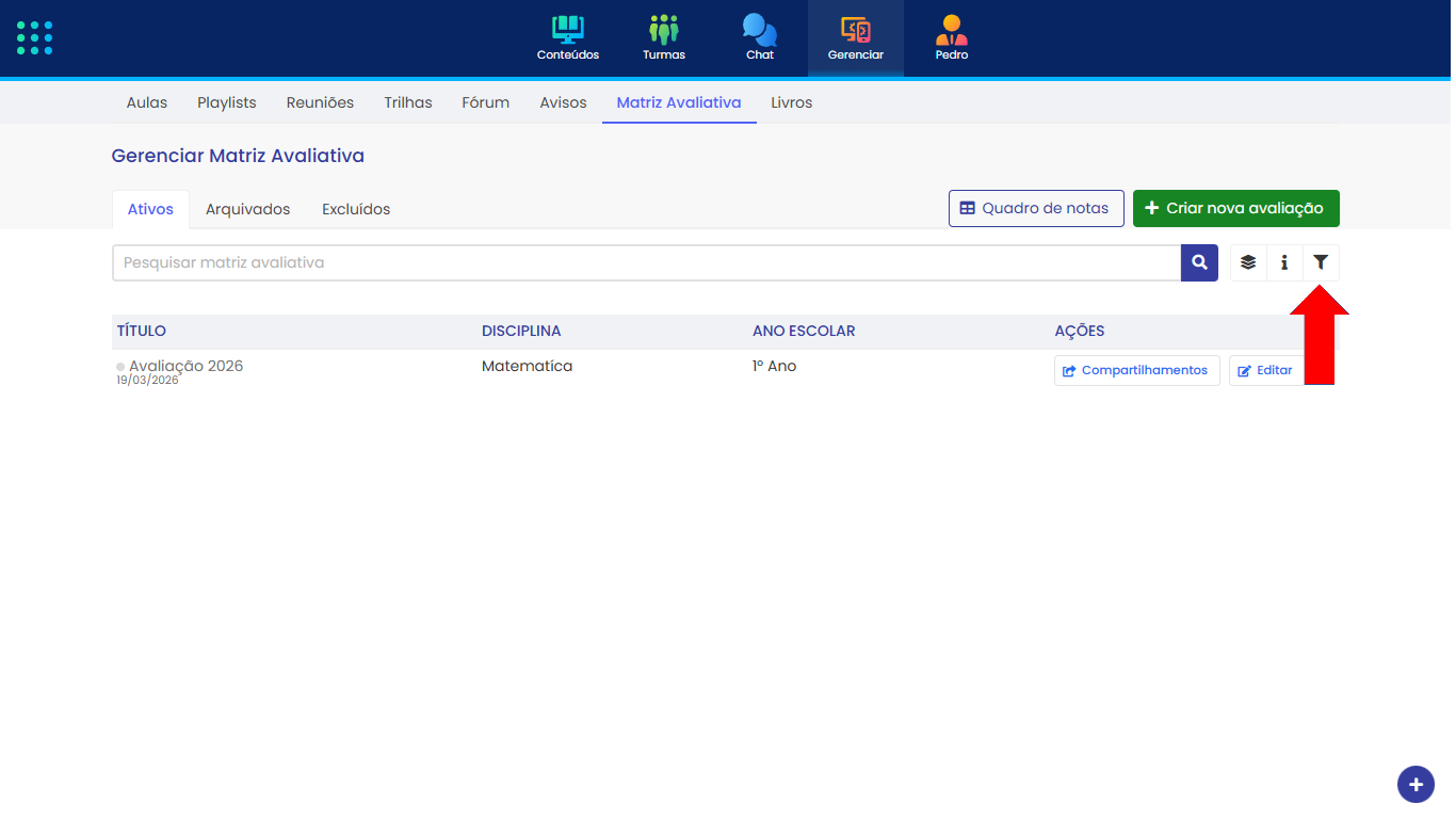 Abrir filtros avançados