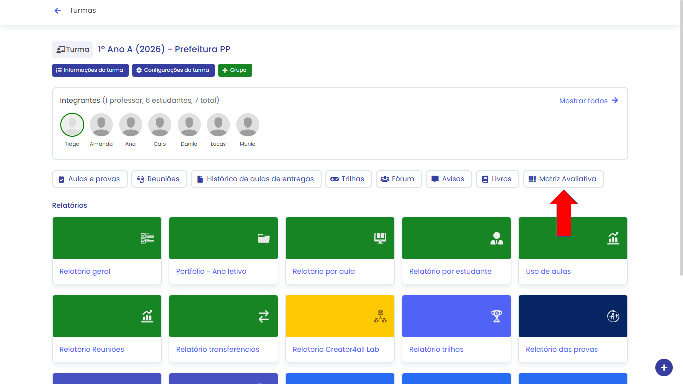 Selecionar matriz avaliativa