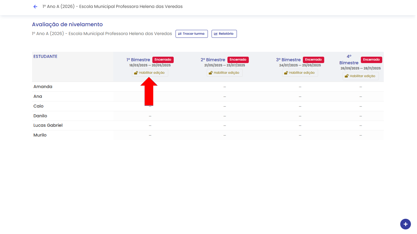 Selecionar matriz avaliativa