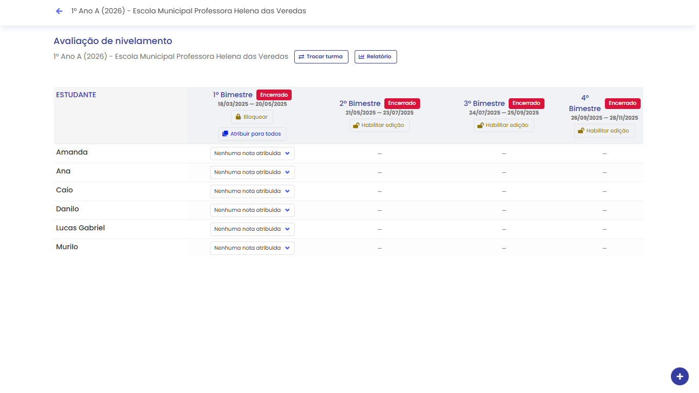 Selecionar matriz avaliativa