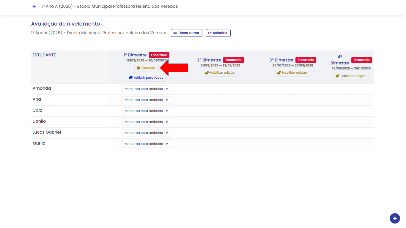 Selecionar matriz avaliativa