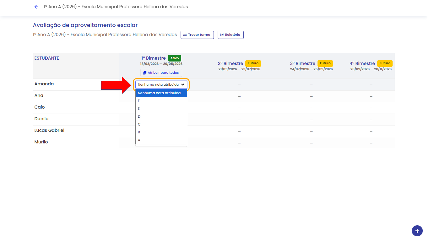 Selecionar matriz avaliativa