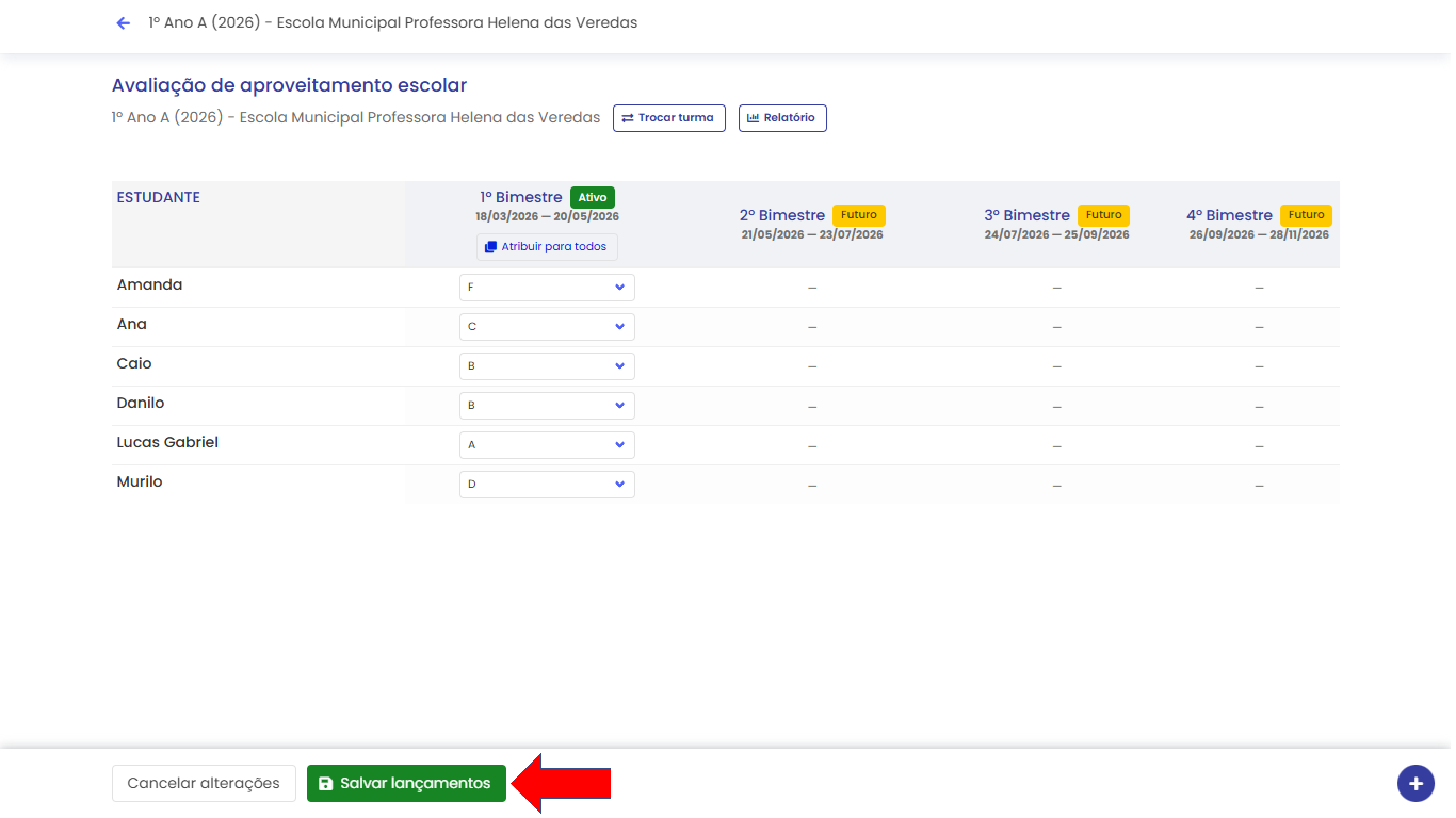 Selecionar matriz avaliativa