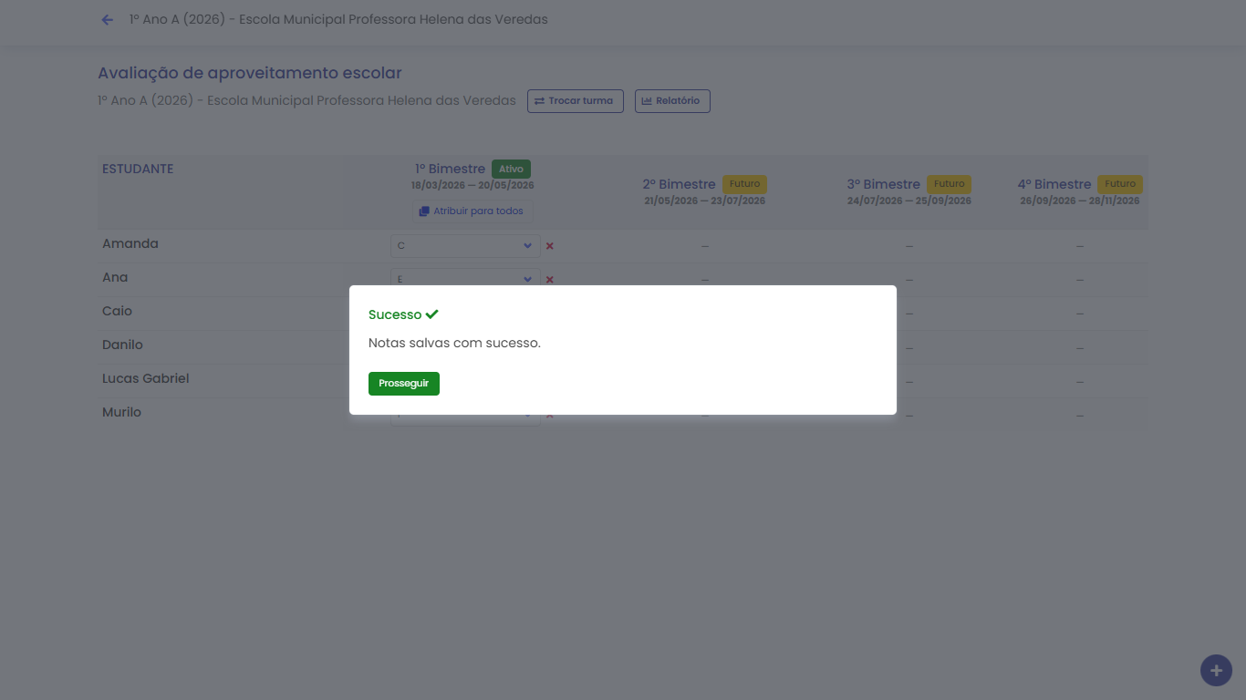 Mensagem de sucesso