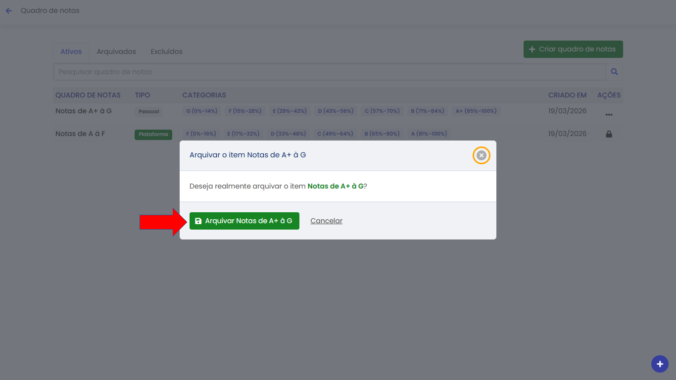 Confirmar ação de arquivar