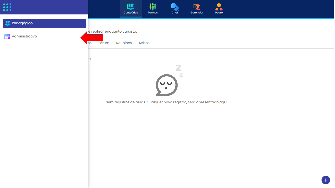 Selecionando Administrativo